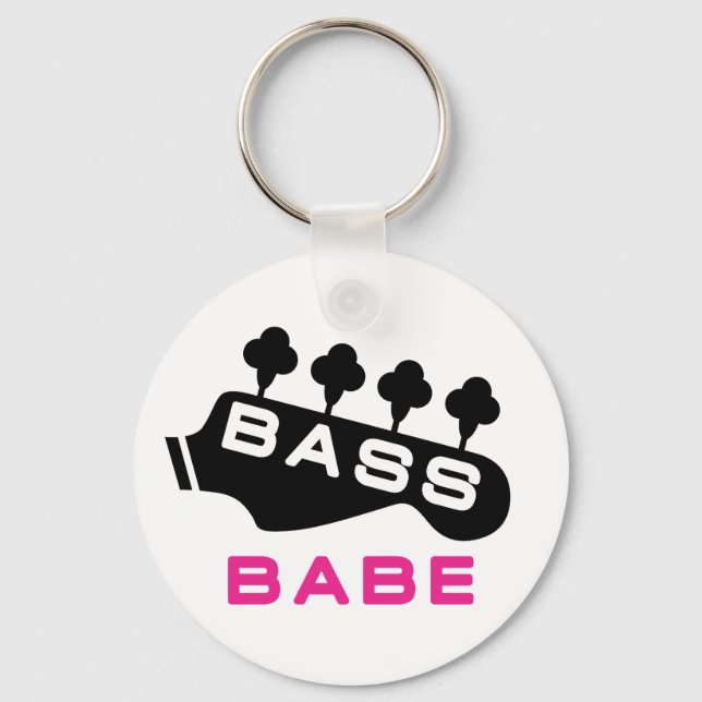 Bass Babe Gift For Bassist Key Ring (Front)