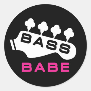Bass Babe Gift For Bassiste Girl Classic Round Sticker