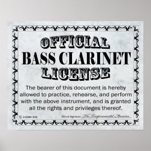 Bass Clarinet License Poster