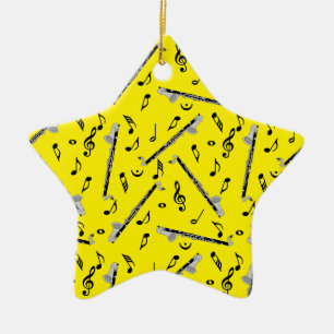 Bass Clarinet Music Note Pattern Ceramic Tree Decoration