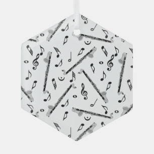 Bass Clarinet Music Note Pattern Glass Tree Decoration