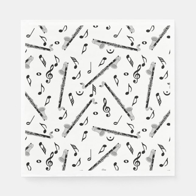 Bass Clarinet Music Note Pattern Napkin (Front)