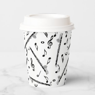 Bass Clarinet Music Note Pattern Paper Cups