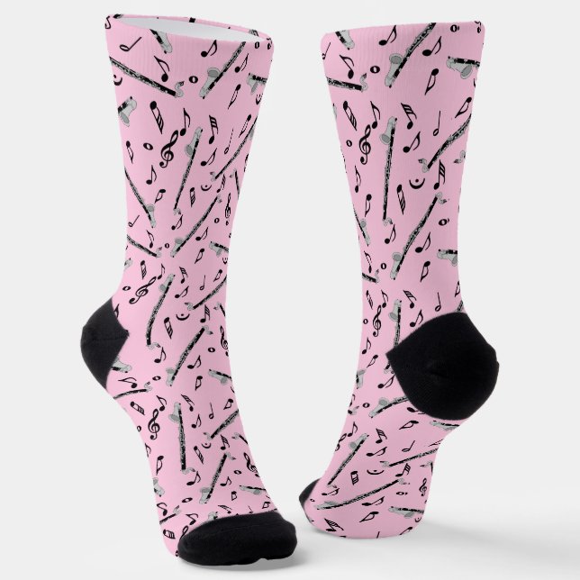 Bass Clarinet Music Note Pattern Socks (Angled)