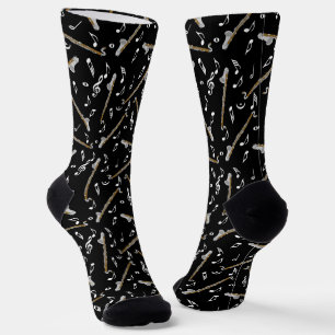 Bass Clarinet Music Note Pattern Socks