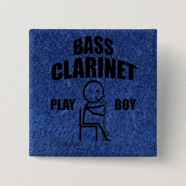 Bass Clarinet Play Boy 15 Cm Square Badge (Front)