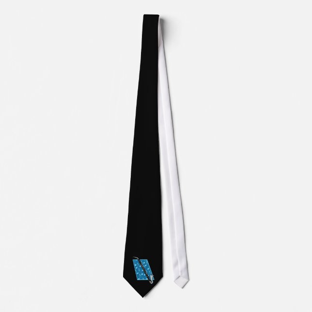 Bass Clarinet with Blue Background and Music Notes Tie (Front)
