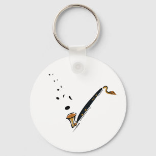 Bass Clarinet with music notes Key Ring