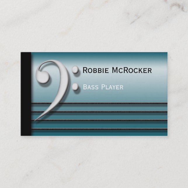 Bass Clef and Strings Blue Business Cards (Front)