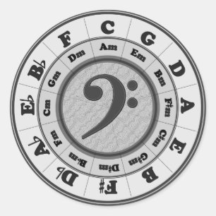 Bass Clef Circle of Fifths Classic Round Sticker