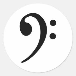 Bass clef classic round sticker