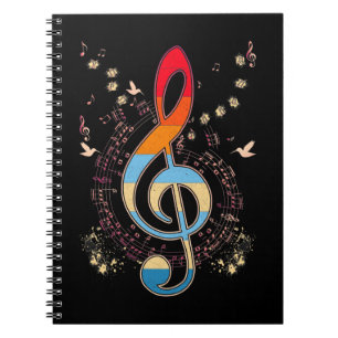 Bass Clef Colourful Musical Notes Bird Lover Notebook