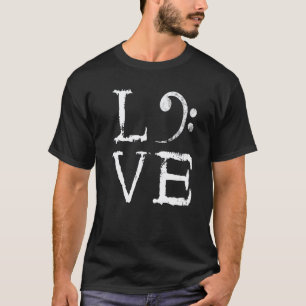 Bass Clef Creepy Love Bass Guitar Player Bass Guit T-Shirt