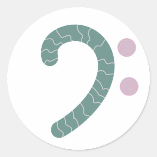 bass clef green classic round sticker