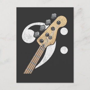 Bass Clef Guitar Bass Player Musician Postcard