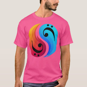 Bass Clef Guitar Yin And Yang Retro Bassist T-Shirt