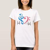 Bass Clef Heart EKG Waves Cyan & Pink