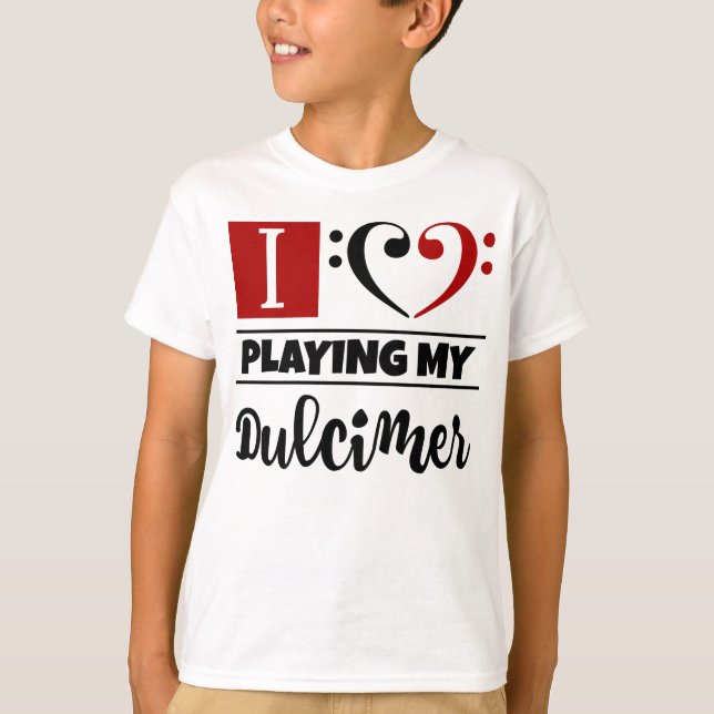 Bass Clef Heart I Love Playing My Dulcimer T-Shirt (Front)