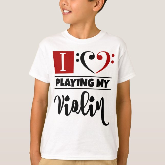 Bass Clef Heart I Love Playing My Violin T-Shirt (Front)