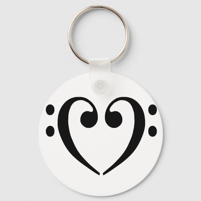 Bass Clef Heart Key Ring (Front)