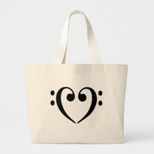 Bass Clef Heart Large Tote Bag