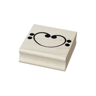 Bass clef heart rubber stamp