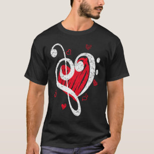 Bass Clef Love Contrabass Jazz Music Upright Bass T-Shirt