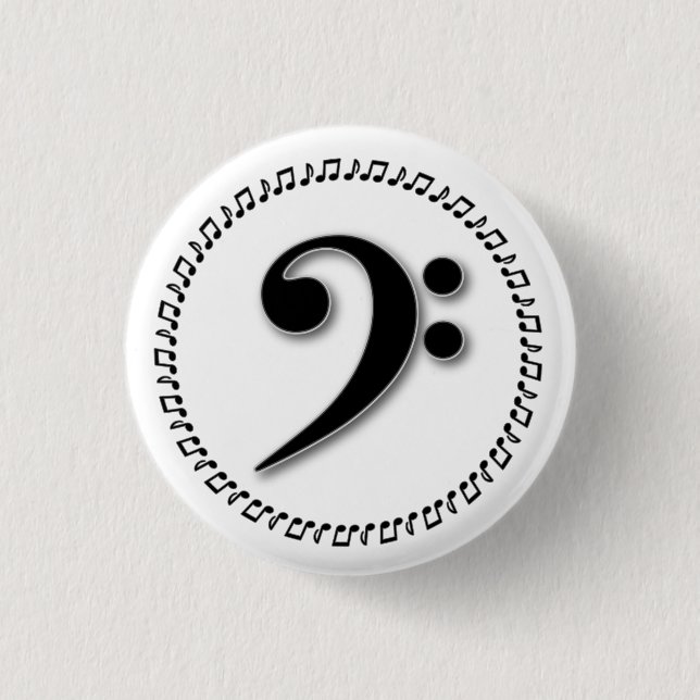 Bass Clef Music Note Design 3 Cm Round Badge (Front)