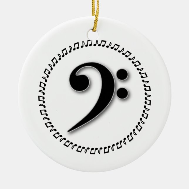 Bass Clef Music Note Design Ceramic Tree Decoration (Front)