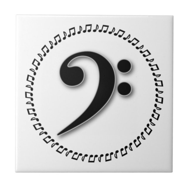 Bass Clef Music Note Design Tile (Front)
