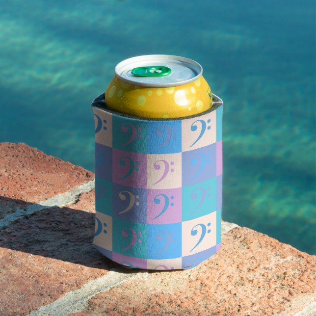 Bass Clef Music Pattern Pastel Can Cooler (In Situ Pool)