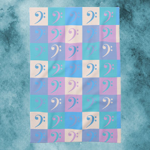 Bass Clef Music Pattern Pastel Colours Tea Towel