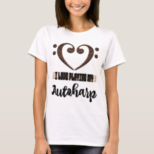 Bass Clef Musical Heart I Love Playing My Autoharp T-Shirt