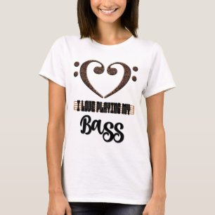 Bass Clef Musical Heart I Love Playing My Bass T-Shirt