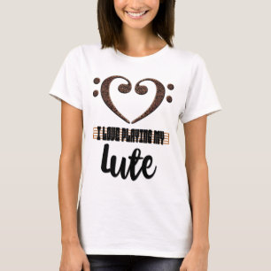 Bass Clef Musical Heart I Love Playing My Lute T-Shirt