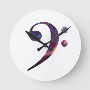 Bass clef nebula 1 round clock
