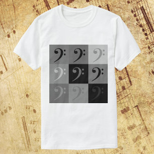 Bass Clef Pattern in Black and Grey T-Shirt