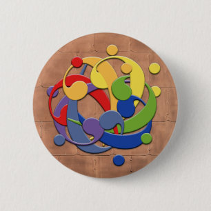 Bass Clef Rainbow Ball Puzzle 6 Cm Round Badge