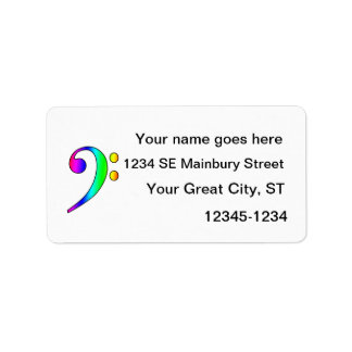 Bass Clef Rainbow Gradient Outline Label