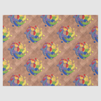 Bass Clef Rainbow Puzzle Ball on Copper Shingles Tissue Paper