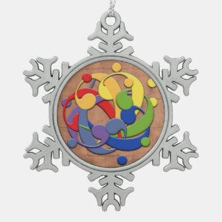 Bass Clef Rainbow Puzzle Ball Snowflake Pewter Christmas Ornament