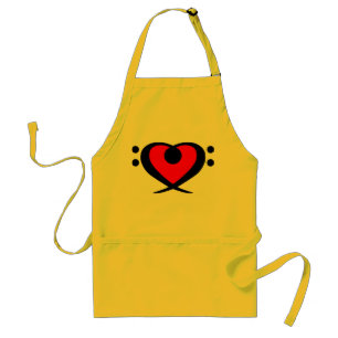 Bass Clef Red Heart Apron
