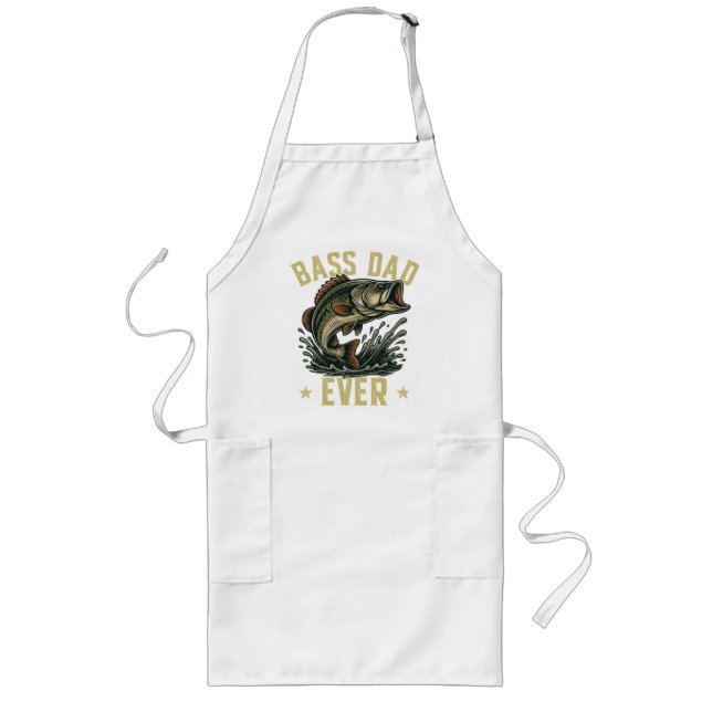 Bass Dad Ever Fishing Father's Day Fisherman Long Apron (Front)