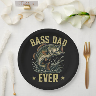 Bass Dad Ever Fishing Father's Day Fisherman Paper Plate