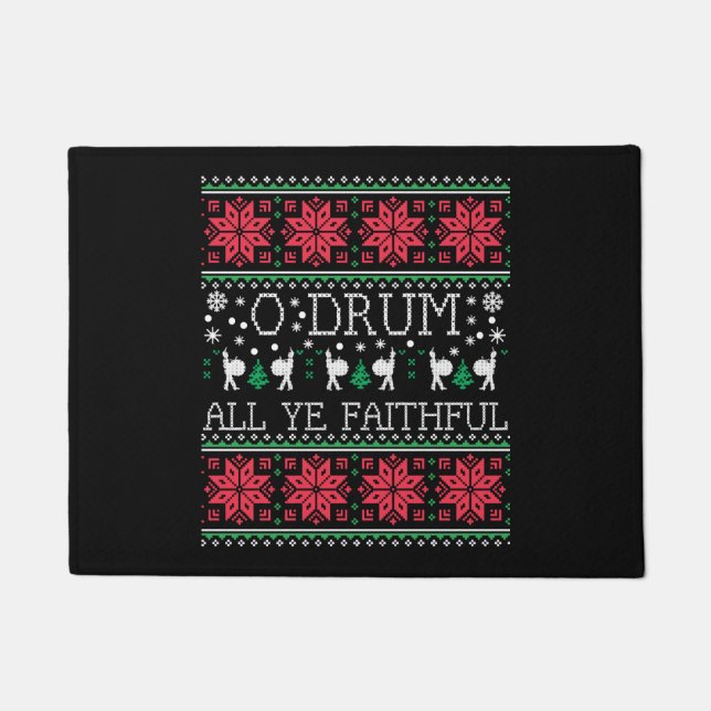 Bass Drum Drummer Christmas Ugly Sweater Gift Doormat (Front)