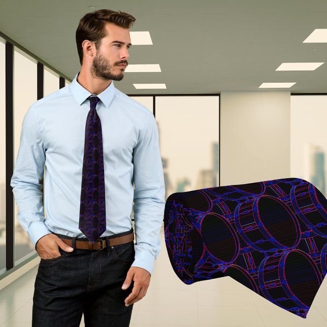 Bass Drum Neon Colours in Dark Pattern Necktie (Zazzle Bass Drum Neon Colors in Dark Pattern Necktie)