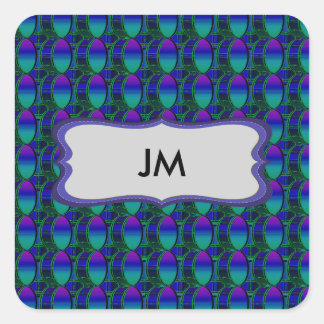 Bass Drum Shades of Blue Pattern Monogram Sticker