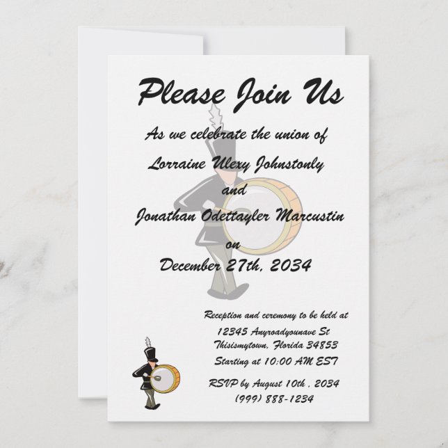 bass drummer marching black abstract.png invitation (Front)