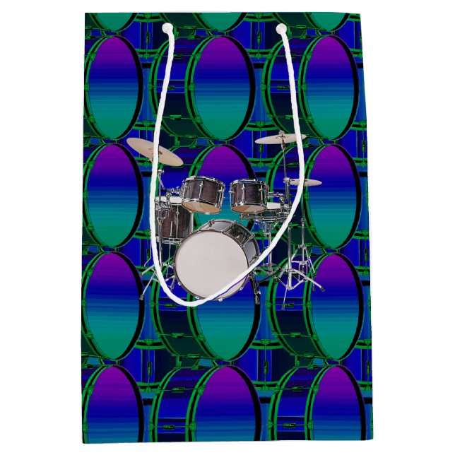 Bass Drums and Set Shades of Blue Pattern Gift Bag (Front)