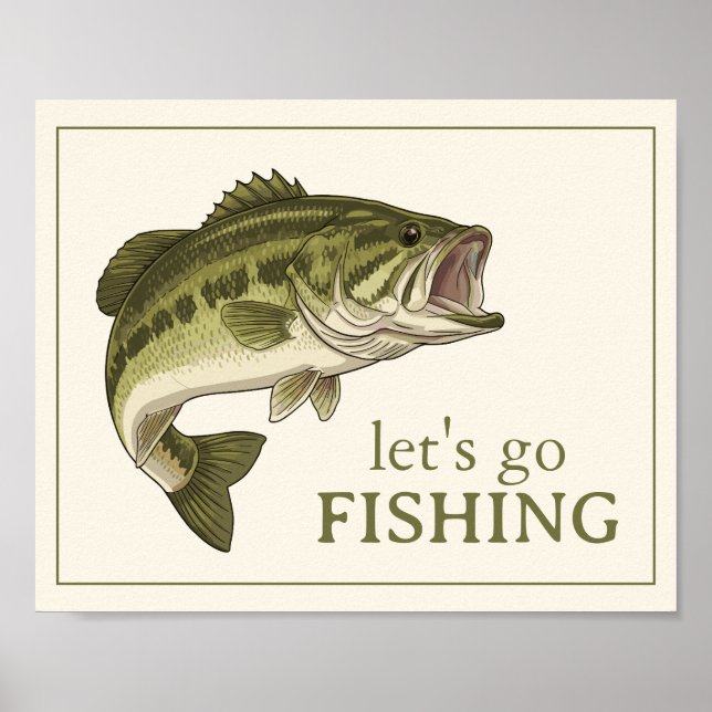 Bass Fish Let's Go Fishing Personalised Poster (Front)